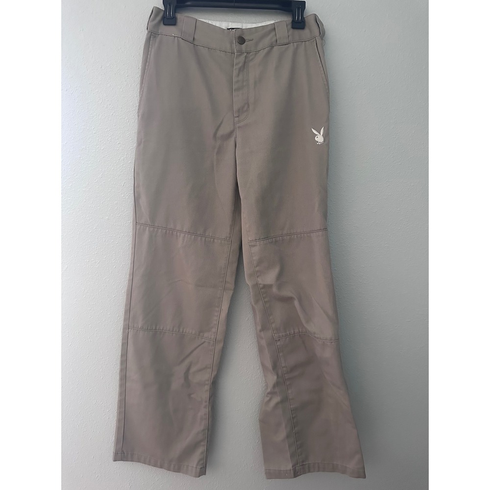 Playboy by PacSun Women's Pants Size 27 Khaki Tan Flare Y2K Bunny Logo